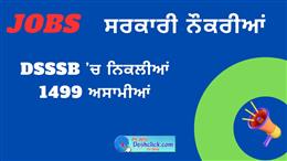 ਸਰਕਾਰੀ ਨੌਕਰੀਆਂ : DSSSB ਨੇ ਕੱਢੀਆਂ 1499 ਵੱਖ-ਵੱਖ ਅਸਾਮੀਆਂ