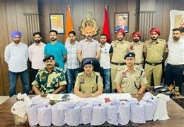 PUNJAB POLICE IN JOINT OPERATION WITH BSF ARREST SEVEN DRUG SMUGGLERS WITH 5.47KG HEROIN, ₹1.07 LAKH DRUG MONEY